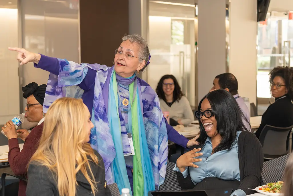 Chrissellene delivering a training session at Bloomberg Corporation